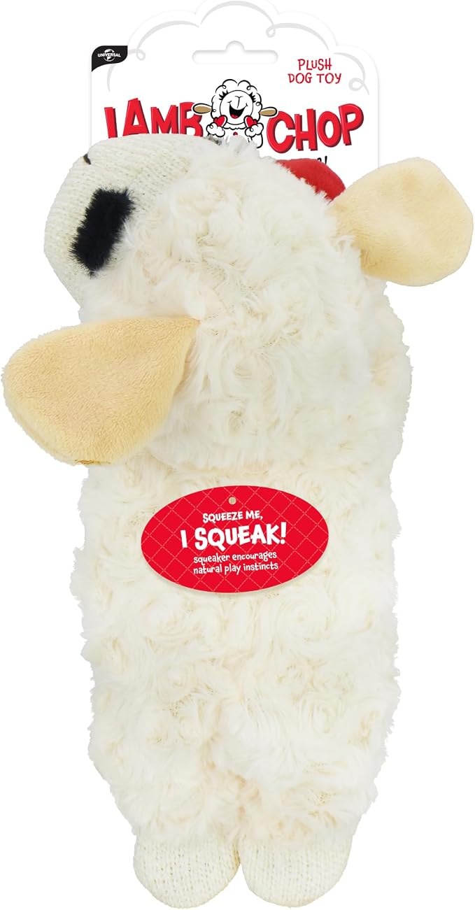 Multipet Lamb Chop 10" Plush Dog Toy – 5 Squeakers