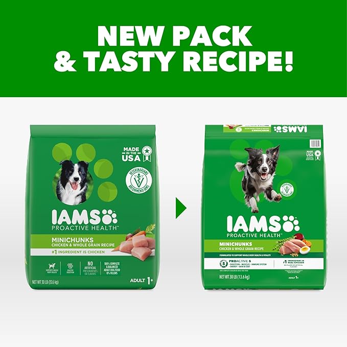 IAMS Minichunks Adult Dog Food, Chicken, 30 lb