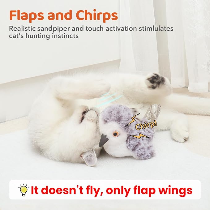 Potaroma 4" Flapping Bird Cat Toy – Rechargeable & Interactive