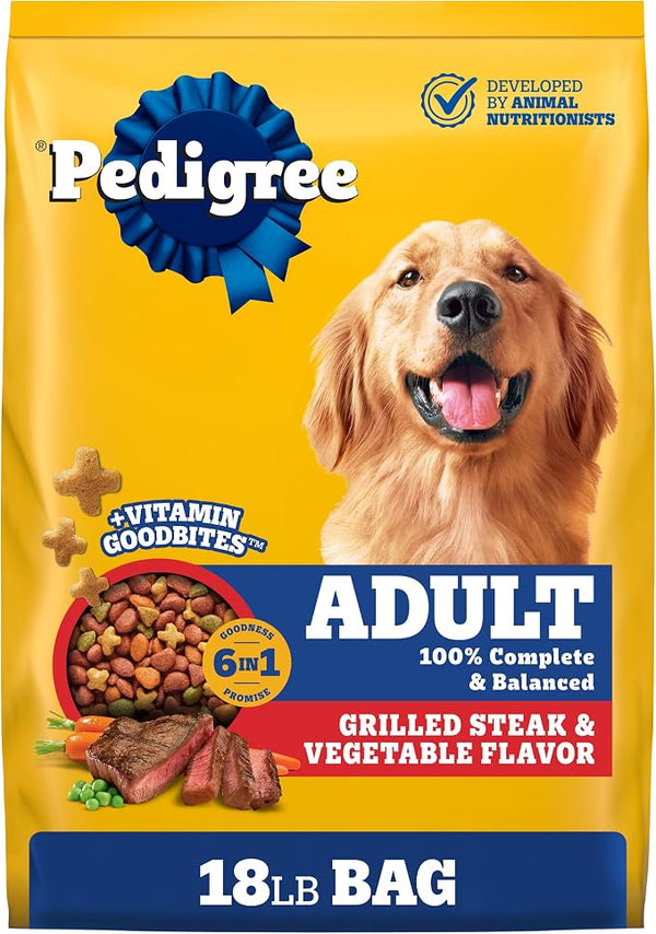 Pedigree Adult Dog Food Steak & Veggies 18lb