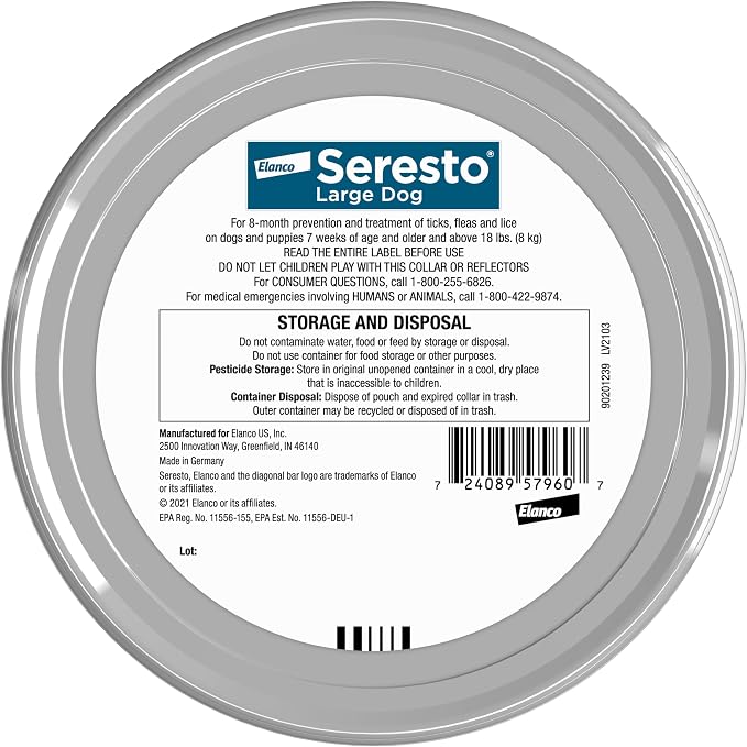 Seresto Large Dog Flea & Tick Collar – 8-Month Protection